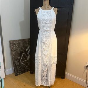 Skies Are Blue White Crochet Maxi Dress